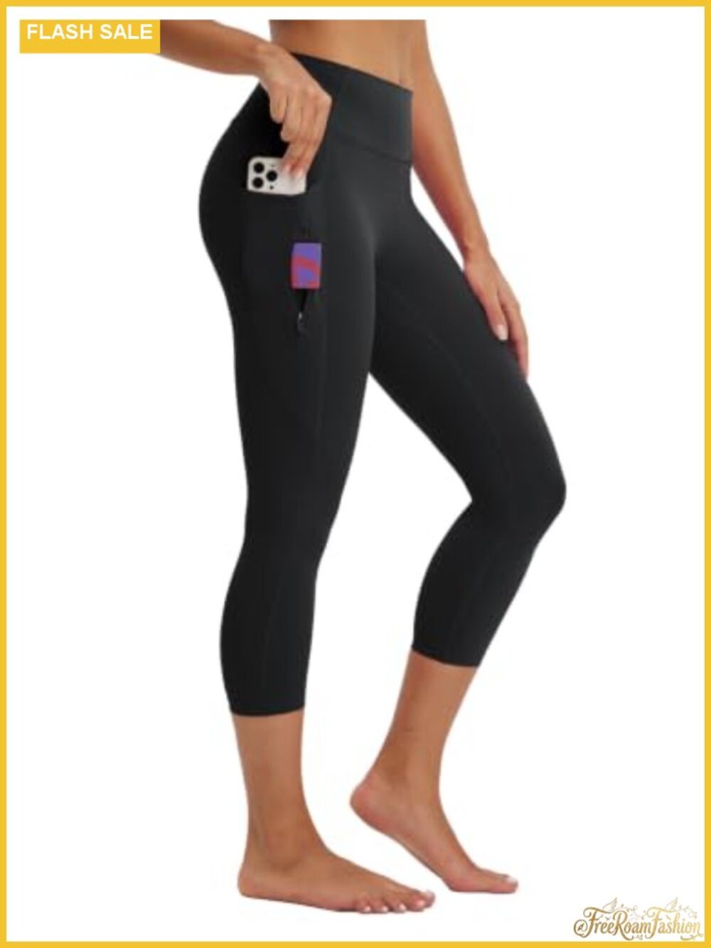Capri Leggings High Waisted Tummy Control with Pockets 21" Inseam